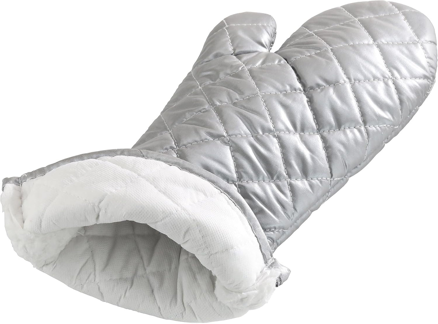 Set of 2 Interwoven Cloth/Silicone Oven Mitts by New Star Foodservice - Heat Resistant up to 400F, 15-Inch