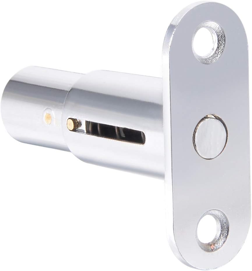 Set of 2 Keyed Alike Zinc Alloy Chrome Plunger Locks for Drawers, Desks, Wardrobes, and Cabinets - 3/4" Cylinder Diameter, 1-1/4" Cylinder Length