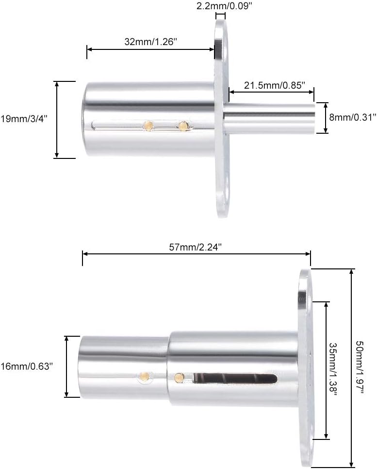 Set of 2 Keyed Alike Zinc Alloy Chrome Plunger Locks for Drawers, Desks, Wardrobes, and Cabinets - 3/4" Cylinder Diameter, 1-1/4" Cylinder Length