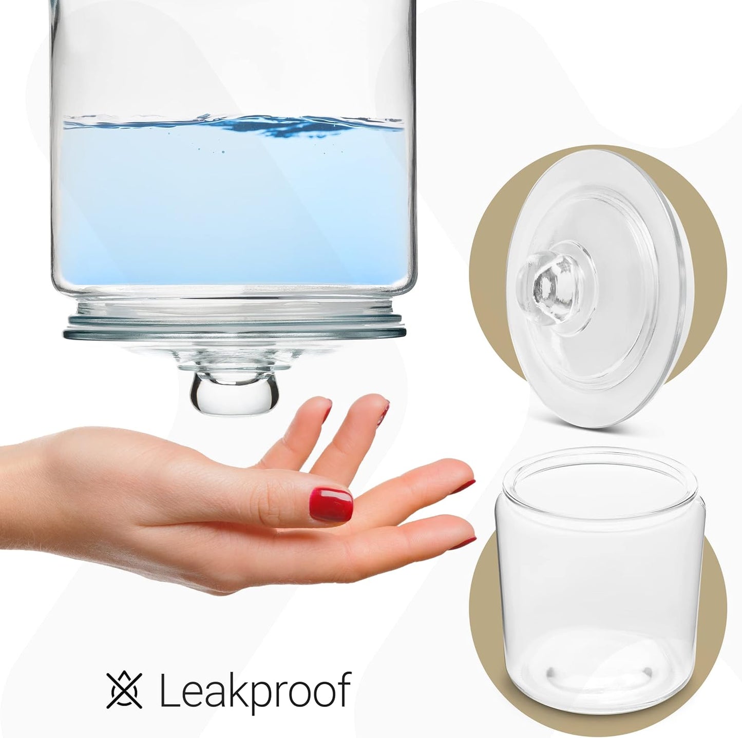 Set of 2 Le'raze 1 Gallon Glass Cookie Jars with Labels & Marker - Airtight Canister Sets for Kitchen Counter