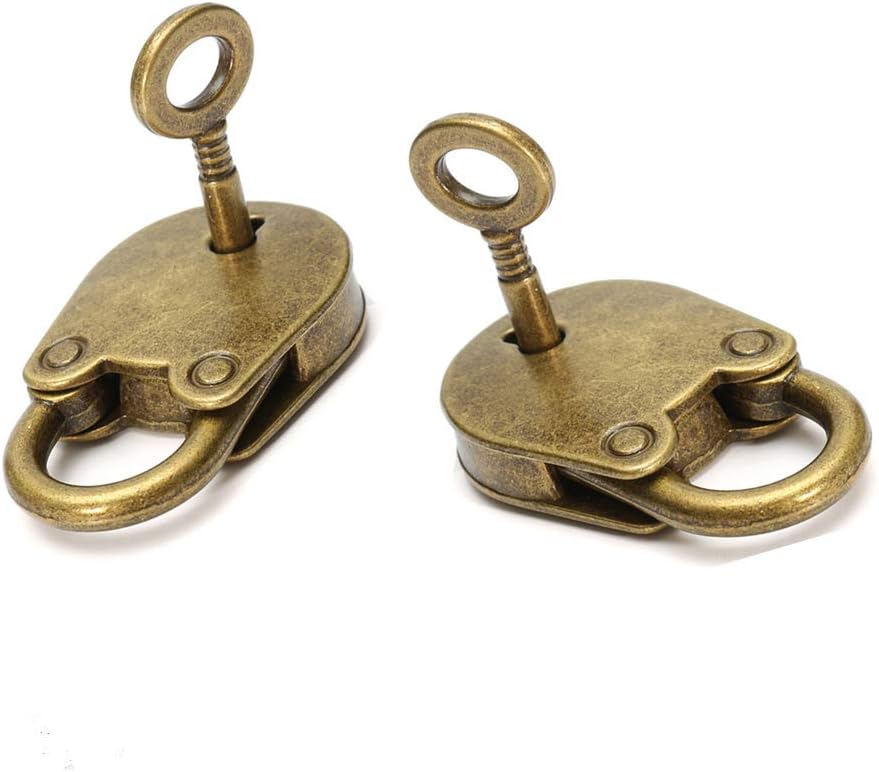 Set of 2 Love Locks Without Key + 3 Mini Vintage Bear Locks with Keys - 3.5" 50mm Size