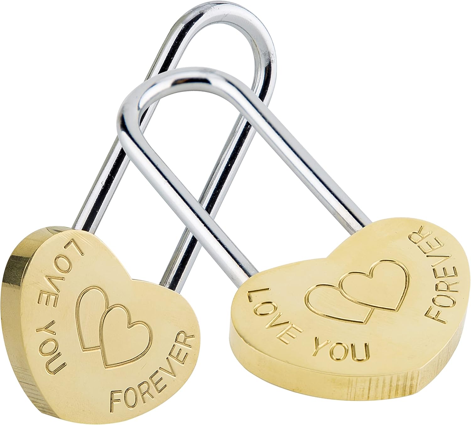 Set of 2 Love Locks Without Key + 3 Mini Vintage Bear Locks with Keys - 3.5" 50mm Size