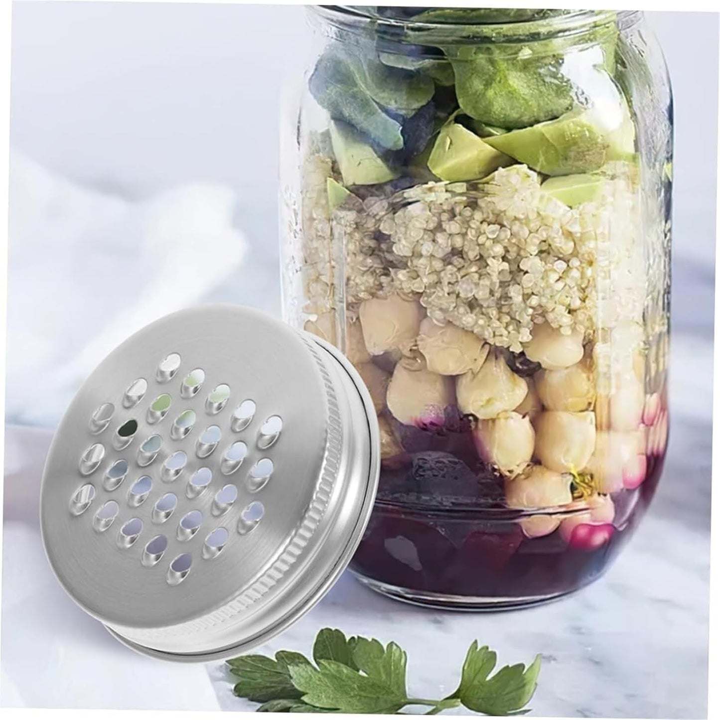 Set of 2 Mason Jar Cheese Grater Lids - Wide Mouth Jar Accessories for Shaking, Fermenting, and Canning