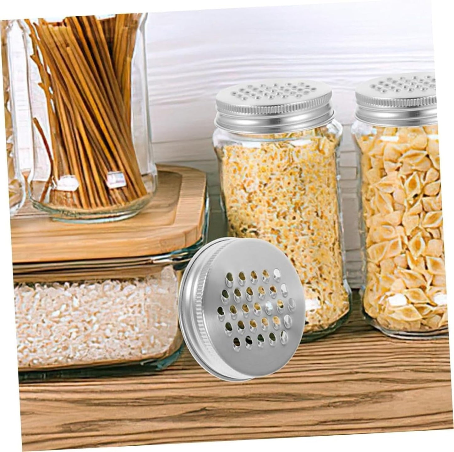 Set of 2 Mason Jar Cheese Grater Lids - Wide Mouth Jar Accessories for Shaking, Fermenting, and Canning