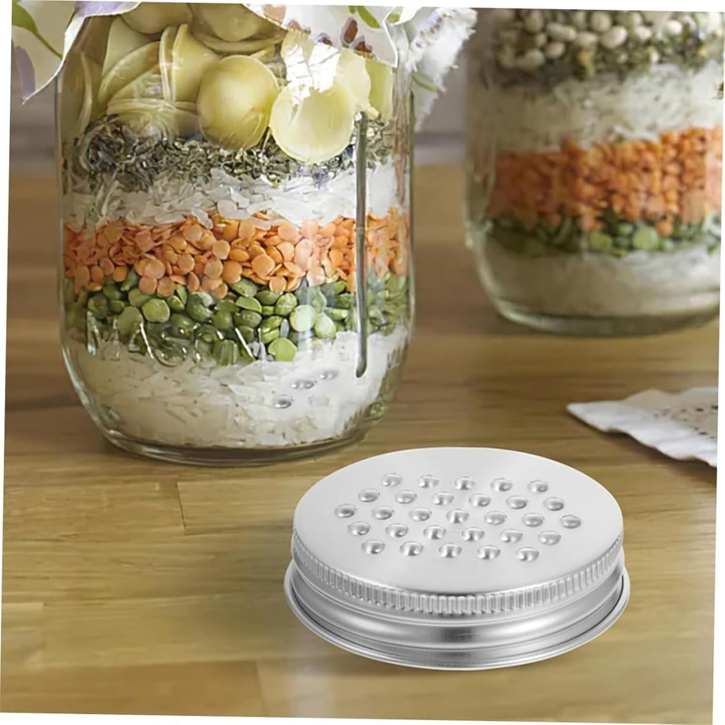 Set of 2 Mason Jar Cheese Grater Lids - Wide Mouth Jar Accessories for Shaking, Fermenting, and Canning