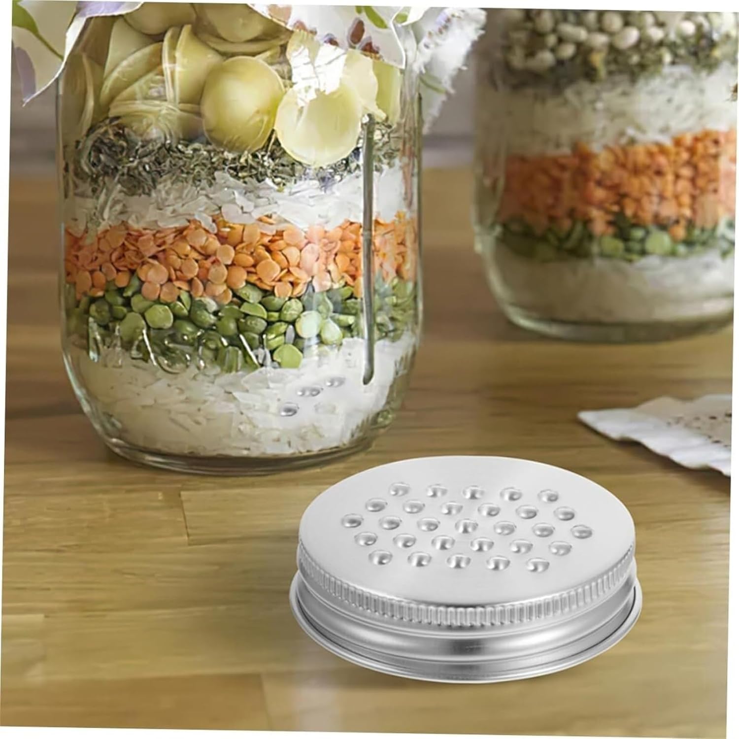 Set of 2 Mason Jar Cheese Grater Lids - Wide Mouth Jar Accessories for Shaking, Fermenting, and Canning