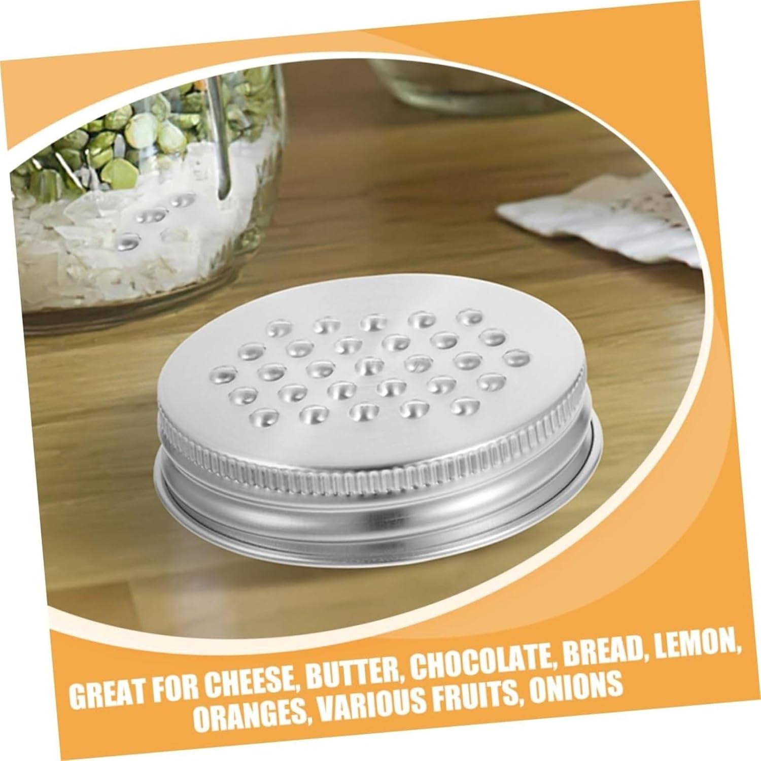 Set of 2 Mason Jar Cheese Grater Lids - Wide Mouth Jar Accessories for Shaking, Fermenting, and Canning