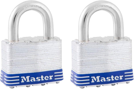 Set of 2 Master Lock 5T Outdoor Padlocks with Key - Keyed Alike - Silver Color - WildKart