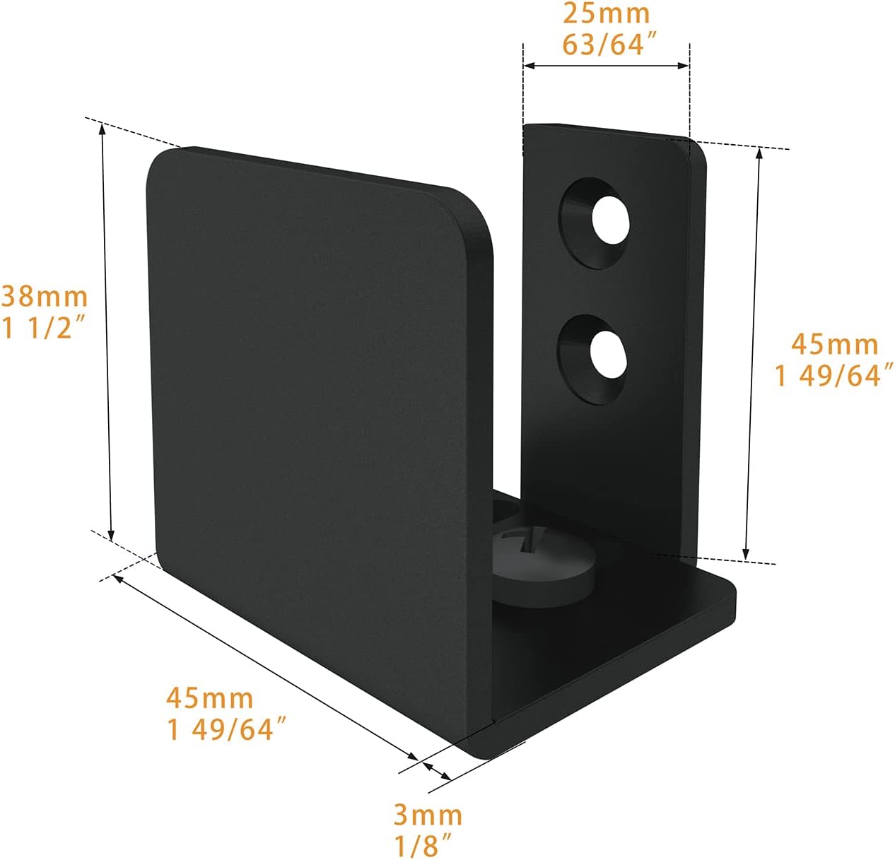 Set of 2 Matte Black Floor Guide Wall Mount Sliding Barn Door Hardware for Doors Up to 1-3/4"W 1-7/8"H