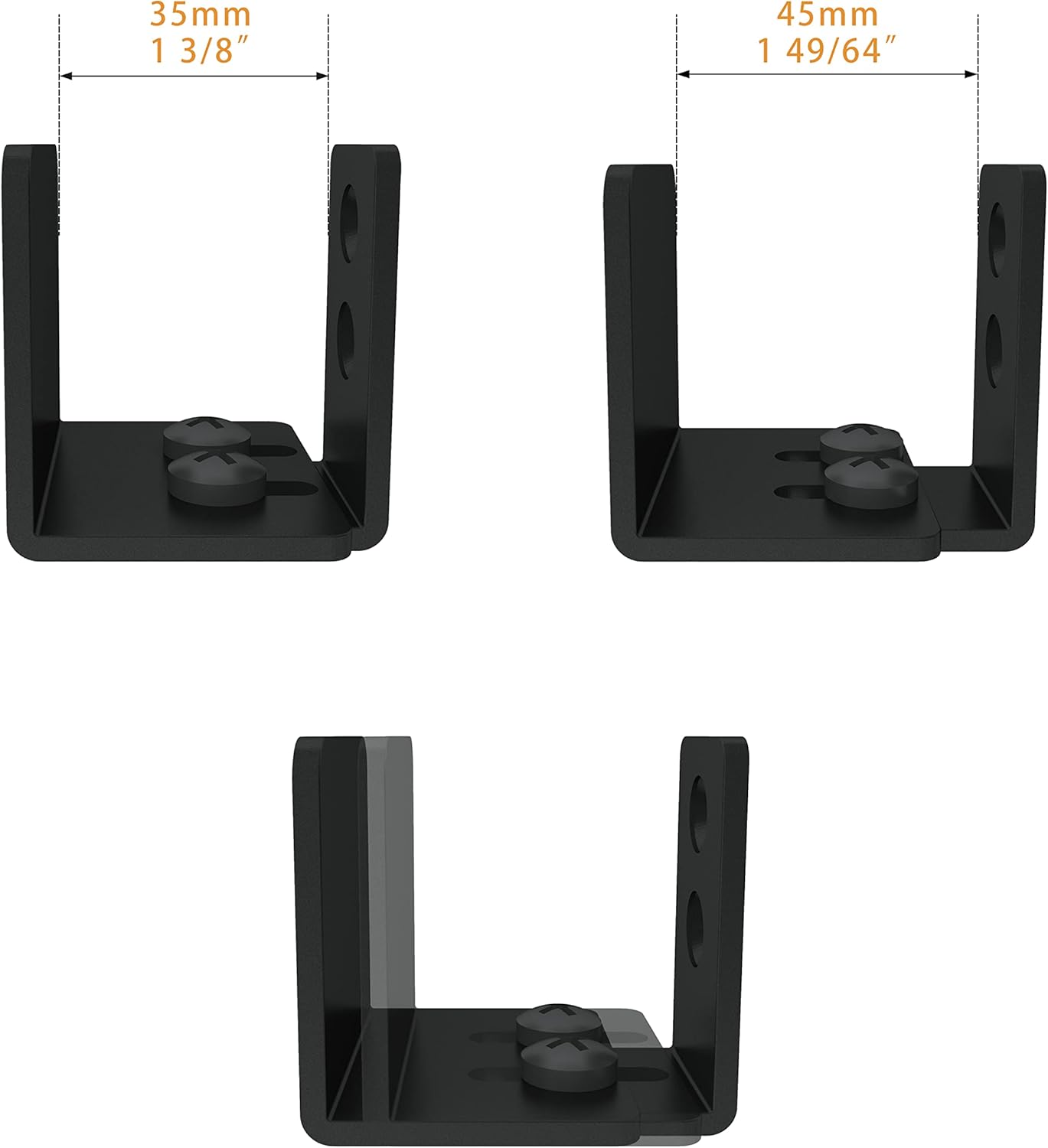 Set of 2 Matte Black Floor Guide Wall Mount Sliding Barn Door Hardware for Doors Up to 1-3/4"W 1-7/8"H