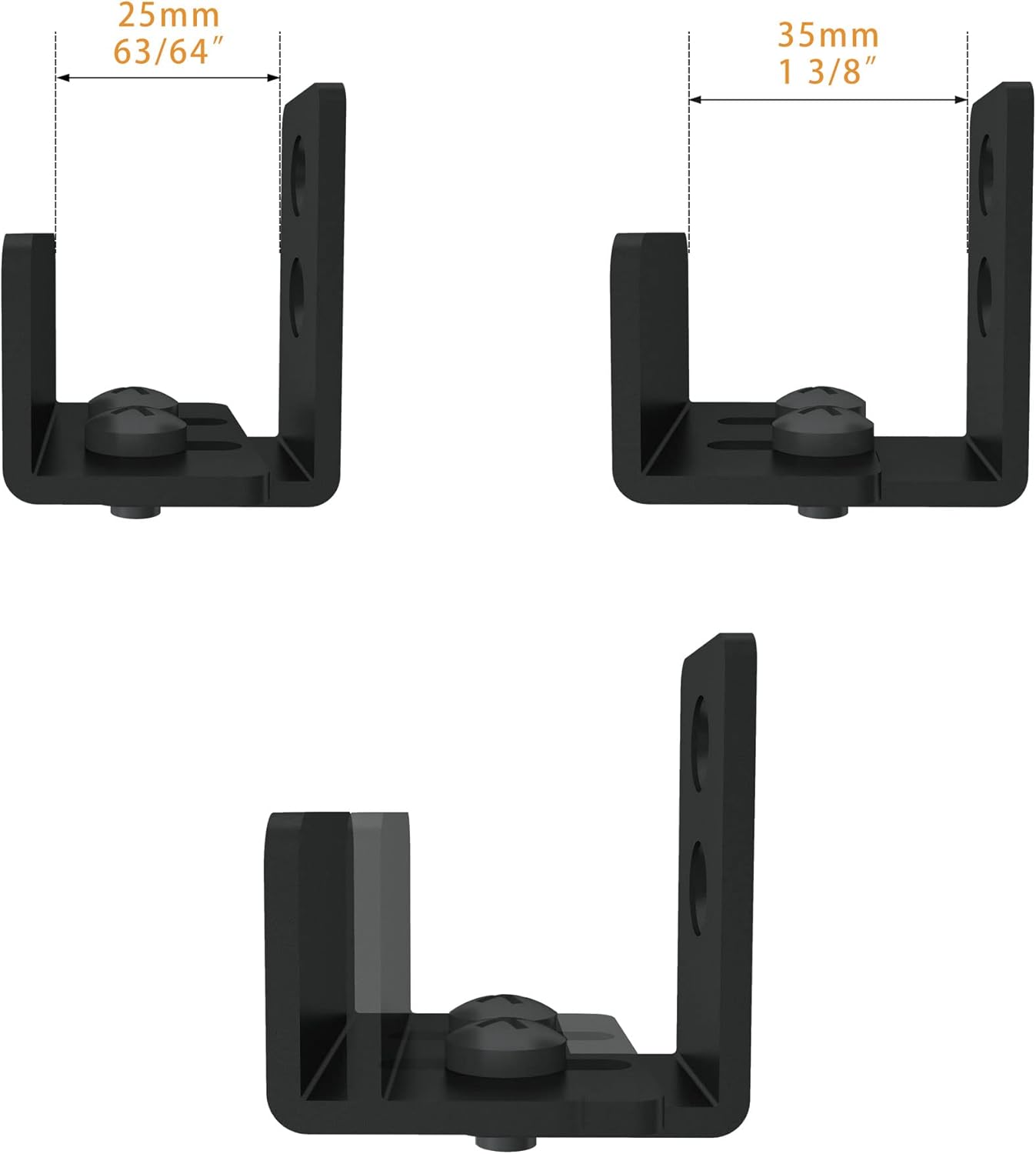 Set of 2 Matte Black Floor Guide Wall Mount Sliding Barn Door Hardware for Doors Up to 1-3/8" Wide and 1-1/4" High