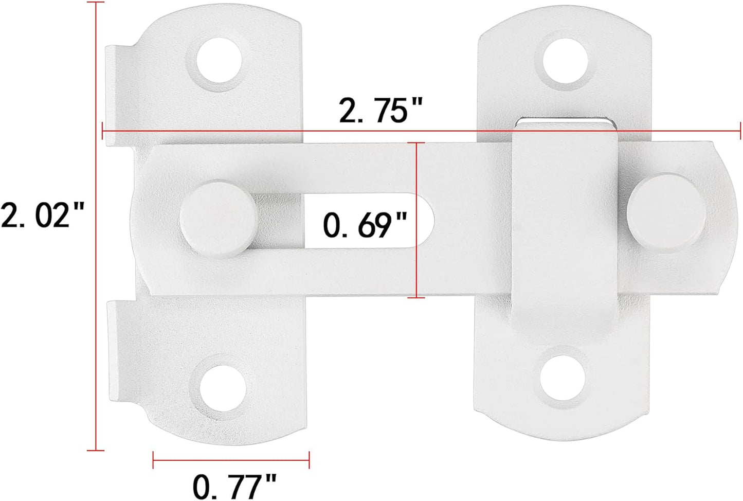 Set of 2 Matte White Stainless Steel Barn Door Latches - 2.75" x 2.02" Flip Lock for Bi-fold and Sliding Doors, Wine Cabinets, Closets - White Finish