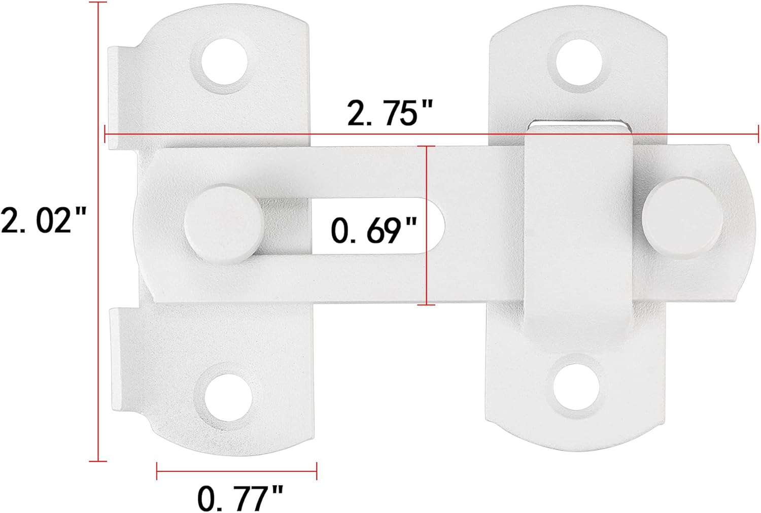 Set of 2 Matte White Stainless Steel Barn Door Latches - 2.75" x 2.02" Flip Lock for Bi-fold and Sliding Doors, Wine Cabinets, Closets - White Finish