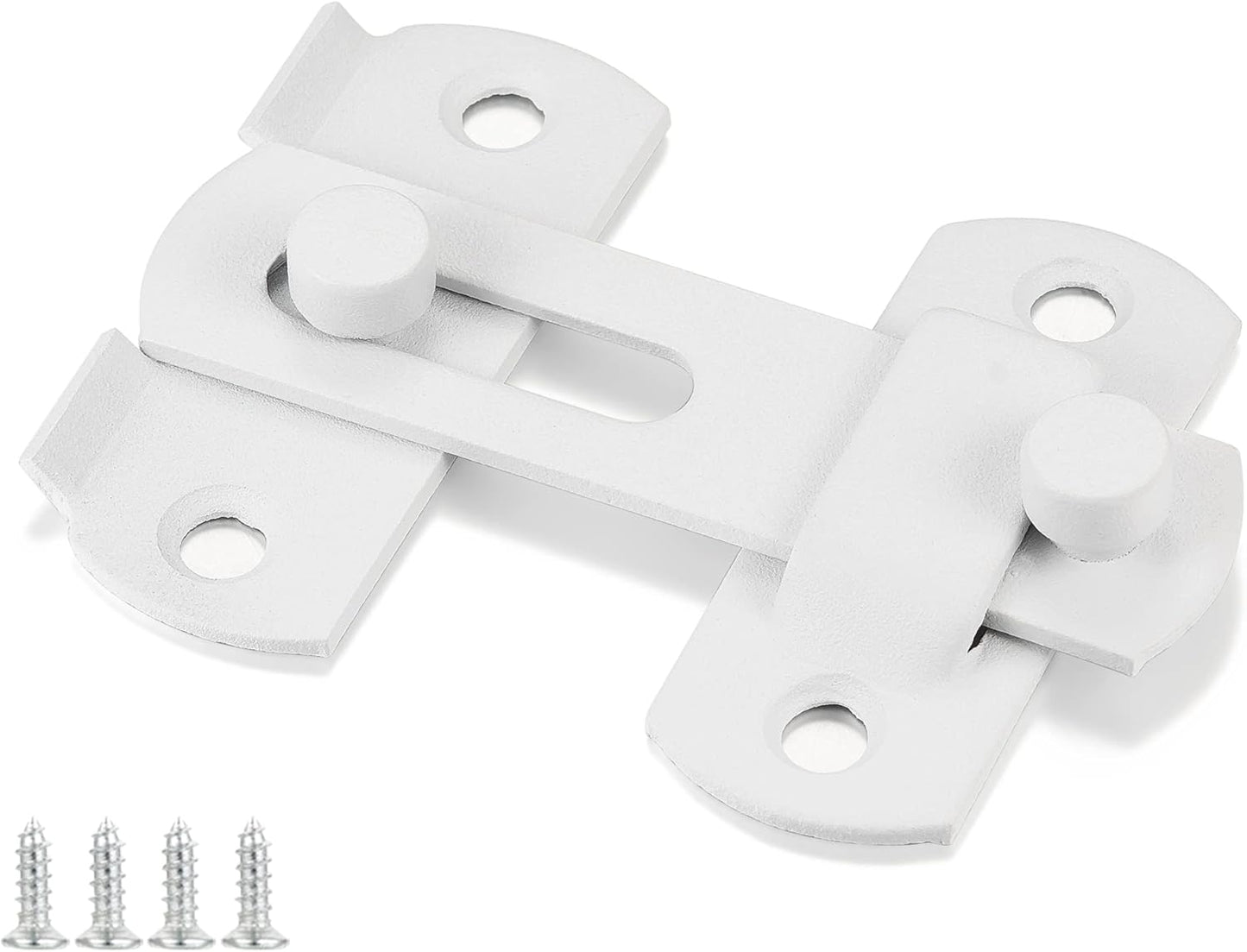Set of 2 Matte White Stainless Steel Barn Door Latches - 2.75" x 2.02" Flip Lock for Bi-fold and Sliding Doors, Wine Cabinets, Closets - White Finish
