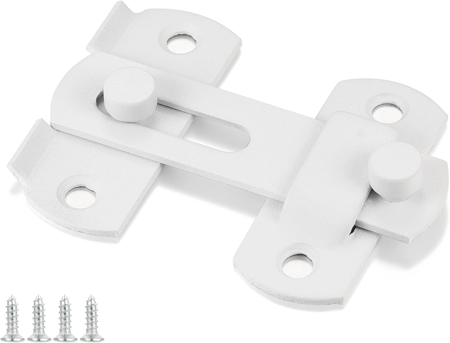 Set of 2 Matte White Stainless Steel Barn Door Latches - 2.75" x 2.02" Flip Lock for Bi-fold and Sliding Doors, Wine Cabinets, Closets - White Finish