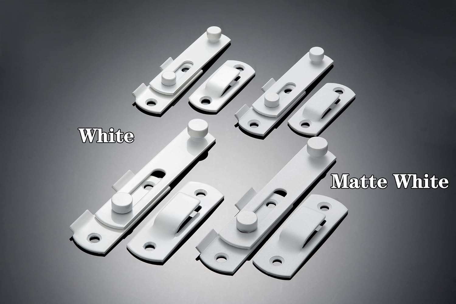 Set of 2 Matte White Stainless Steel Barn Door Latches - 2.75" x 2.02" Flip Lock for Bi-fold and Sliding Doors, Wine Cabinets, Closets - White Finish