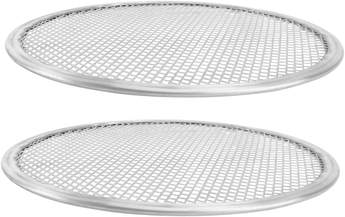 Set of 2 NULYLU Aluminum Pizza Screens - Round Pizza Baking Pans with Holes for Even Heat Distribution in Oven