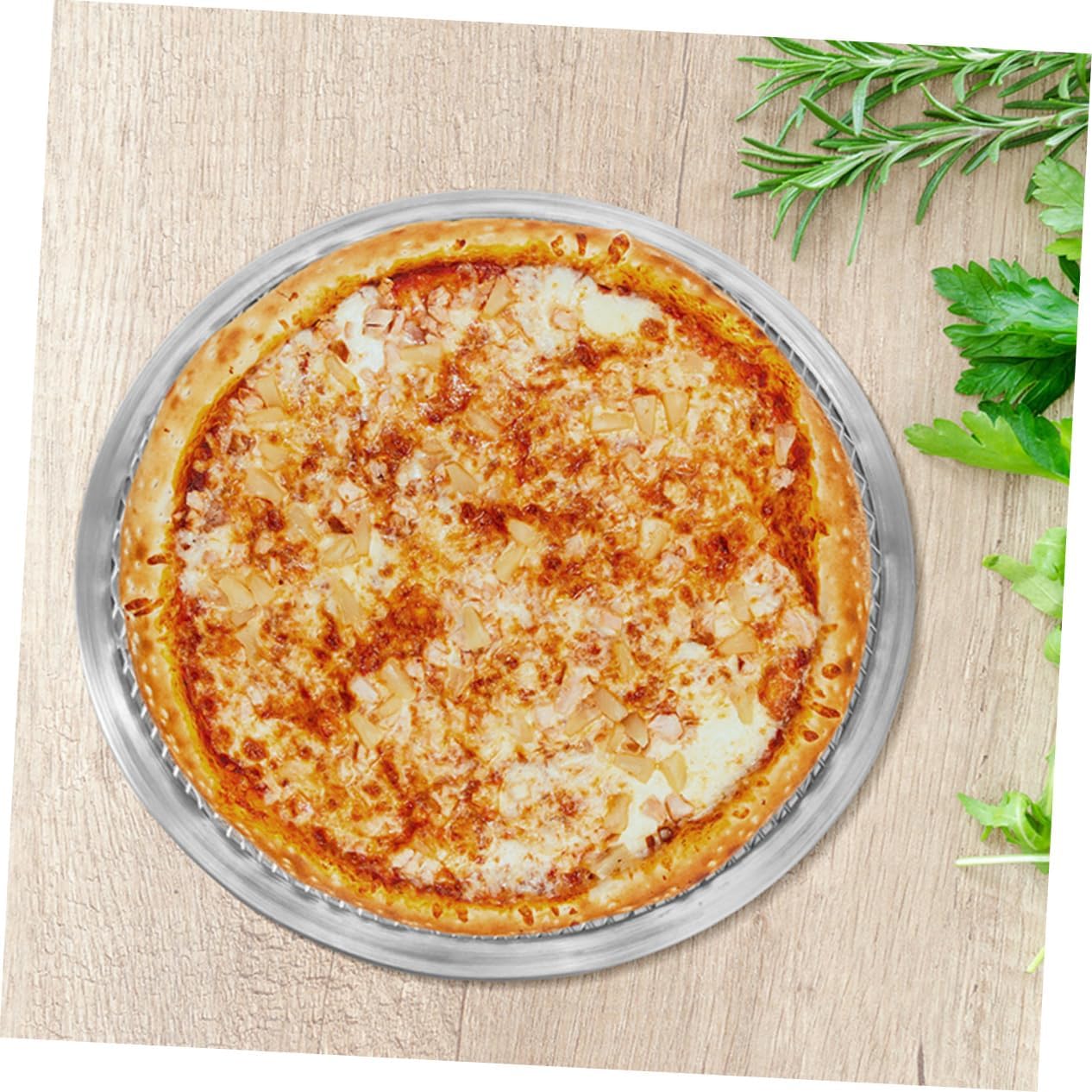 Set of 2 NULYLU Aluminum Pizza Screens - Round Pizza Baking Pans with Holes for Even Heat Distribution in Oven