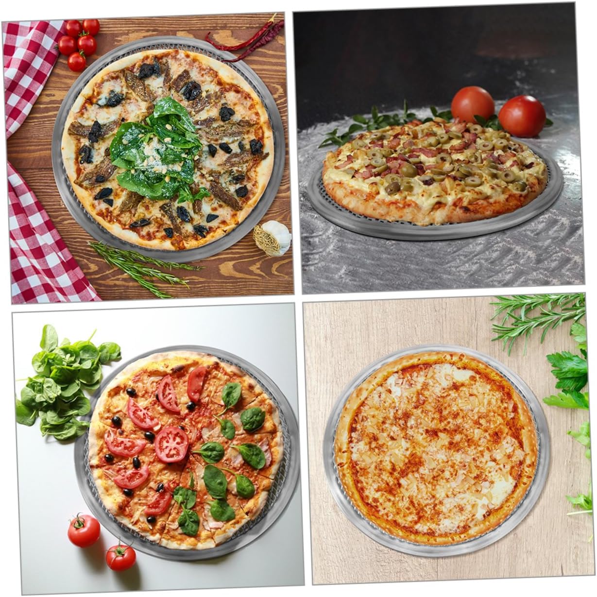 Set of 2 NULYLU Aluminum Pizza Screens - Round Pizza Baking Pans with Holes for Even Heat Distribution in Oven