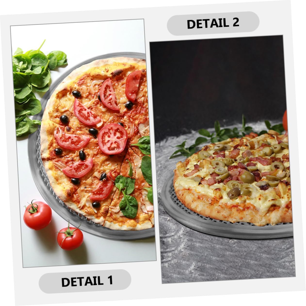 Set of 2 NULYLU Aluminum Pizza Screens - Round Pizza Baking Pans with Holes for Even Heat Distribution in Oven