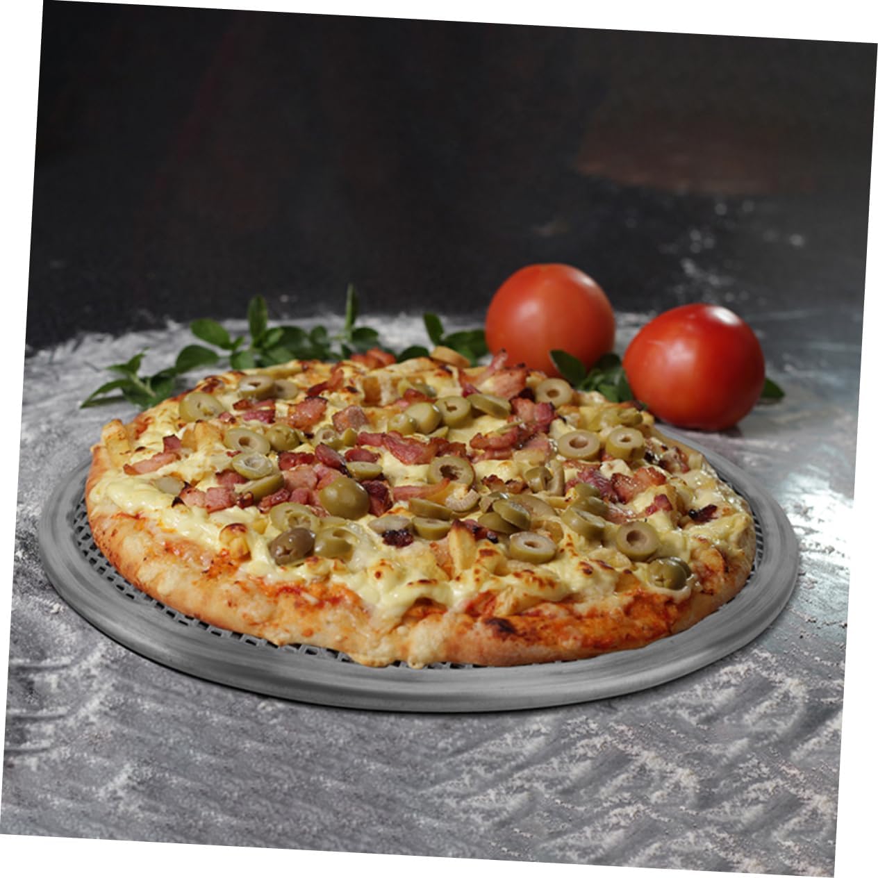 Set of 2 NULYLU Aluminum Pizza Screens - Round Pizza Baking Pans with Holes for Even Heat Distribution in Oven