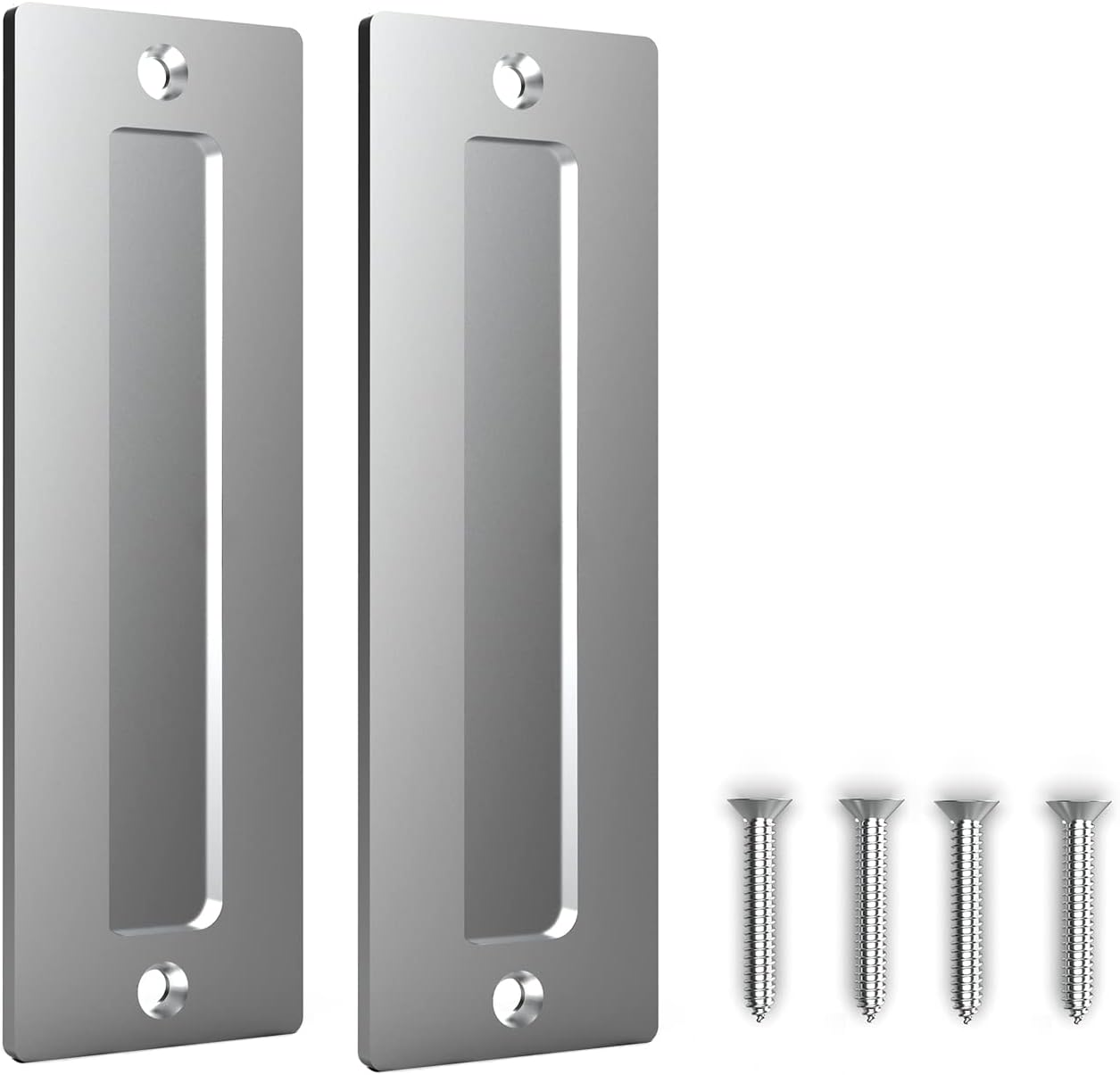 Set of 2 Orgerphy Stainless Steel 7” Barn Door Handle Finger Pulls | Heavy Duty Modern Invisible Handle for Gates, Garages, Sheds, Barn Doors, and Pocket Doors | Easy Installation with Flat Bottom