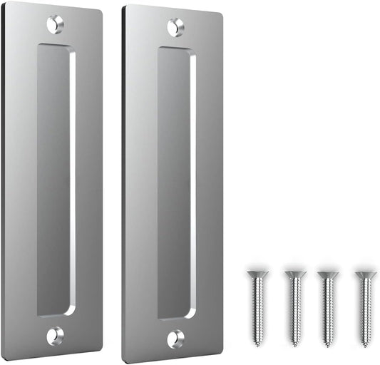 Set of 2 Orgerphy Stainless Steel 7” Barn Door Handle Finger Pulls | Heavy Duty Modern Invisible Handle for Gates, Garages, Sheds, Barn Doors, and Pocket Doors | Easy Installation with Flat Bottom