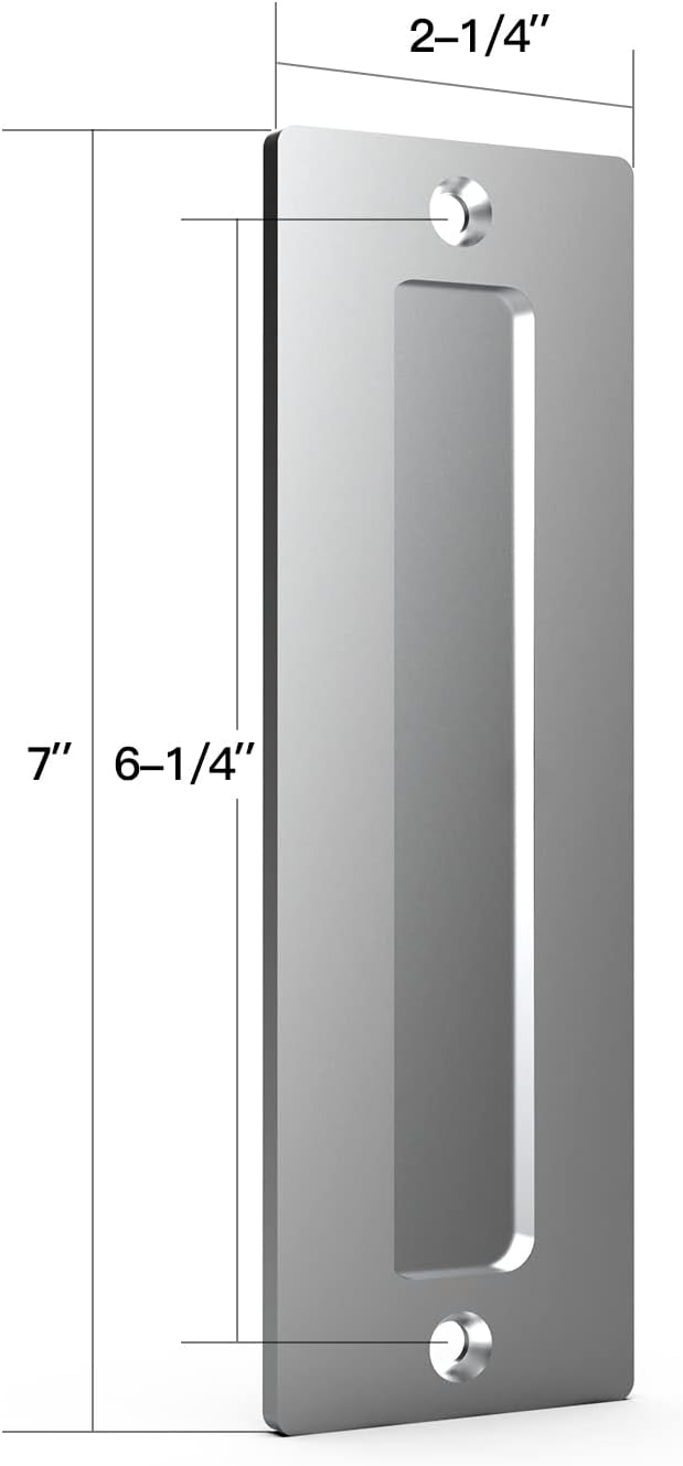 Set of 2 Orgerphy Stainless Steel 7” Barn Door Handle Finger Pulls | Heavy Duty Modern Invisible Handle for Gates, Garages, Sheds, Barn Doors, and Pocket Doors | Easy Installation with Flat Bottom