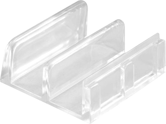 Set of 2 Prime-Line M 6059 Sliding Shower Door Bottom Guides - 1/2 In. Channels, Clear Plastic, Adhesive Backing