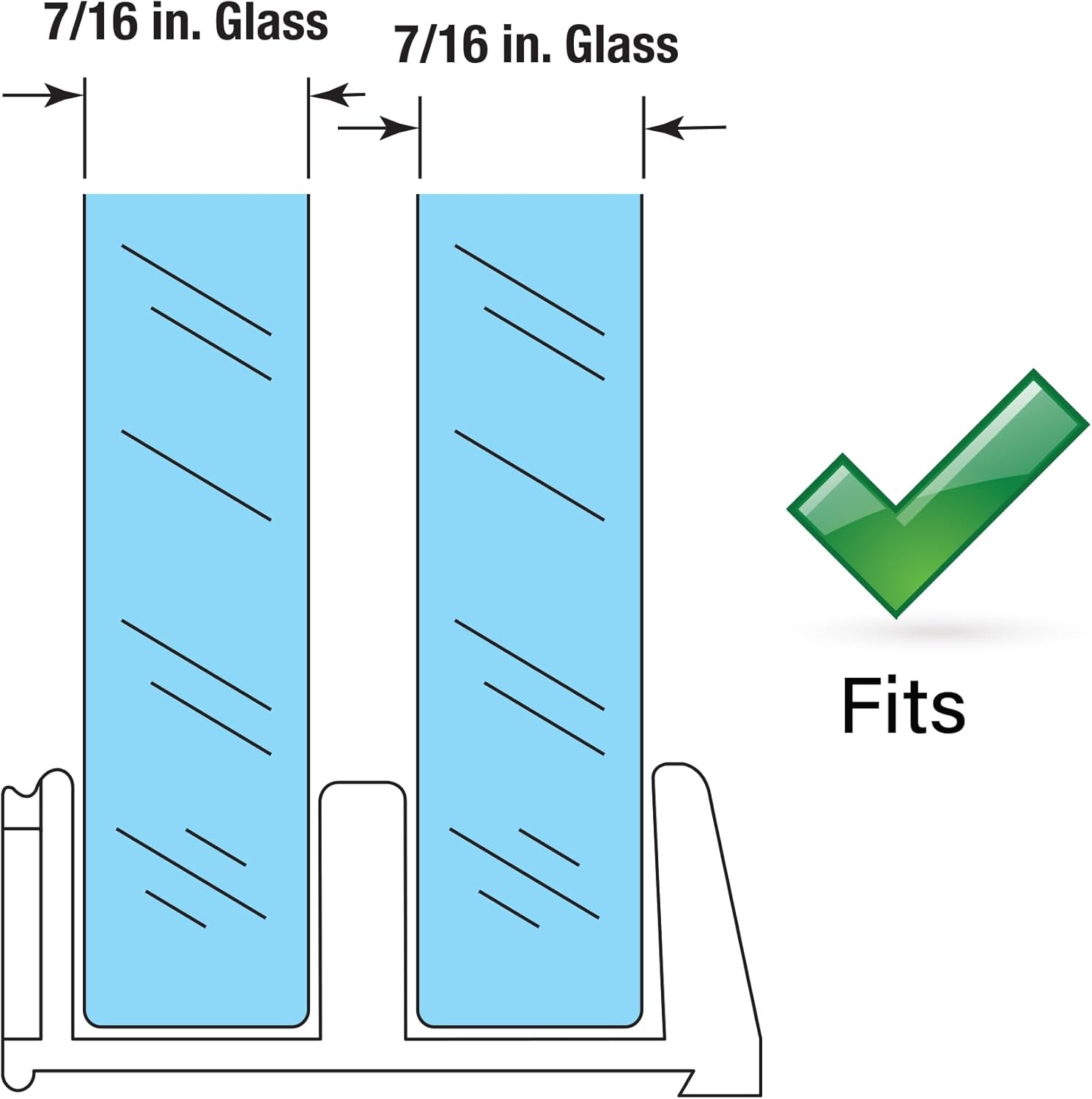 Set of 2 Prime-Line M 6059 Sliding Shower Door Bottom Guides - 1/2 In. Channels, Clear Plastic, Adhesive Backing