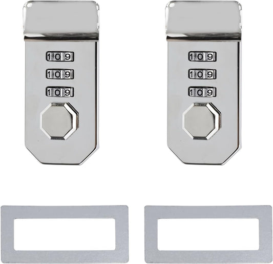 Set of 2 Risbay Combination Locks for Suitcases and Toolboxes - 3 Digit Nickel Locks, 61x28mm