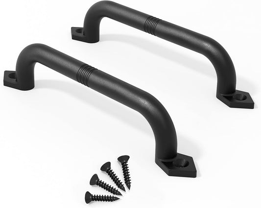 Set of 2 Rustic Black Cast Iron 10" Barn Door Pull Handles by EaseLife - Easy Installation Gate Handles