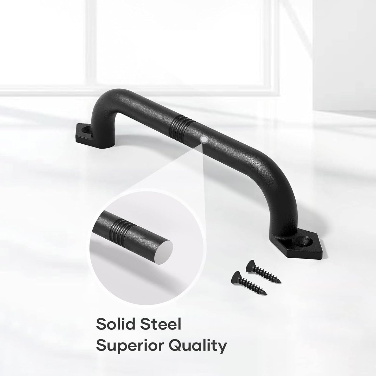 Set of 2 Rustic Black Cast Iron 10" Barn Door Pull Handles by EaseLife - Easy Installation Gate Handles