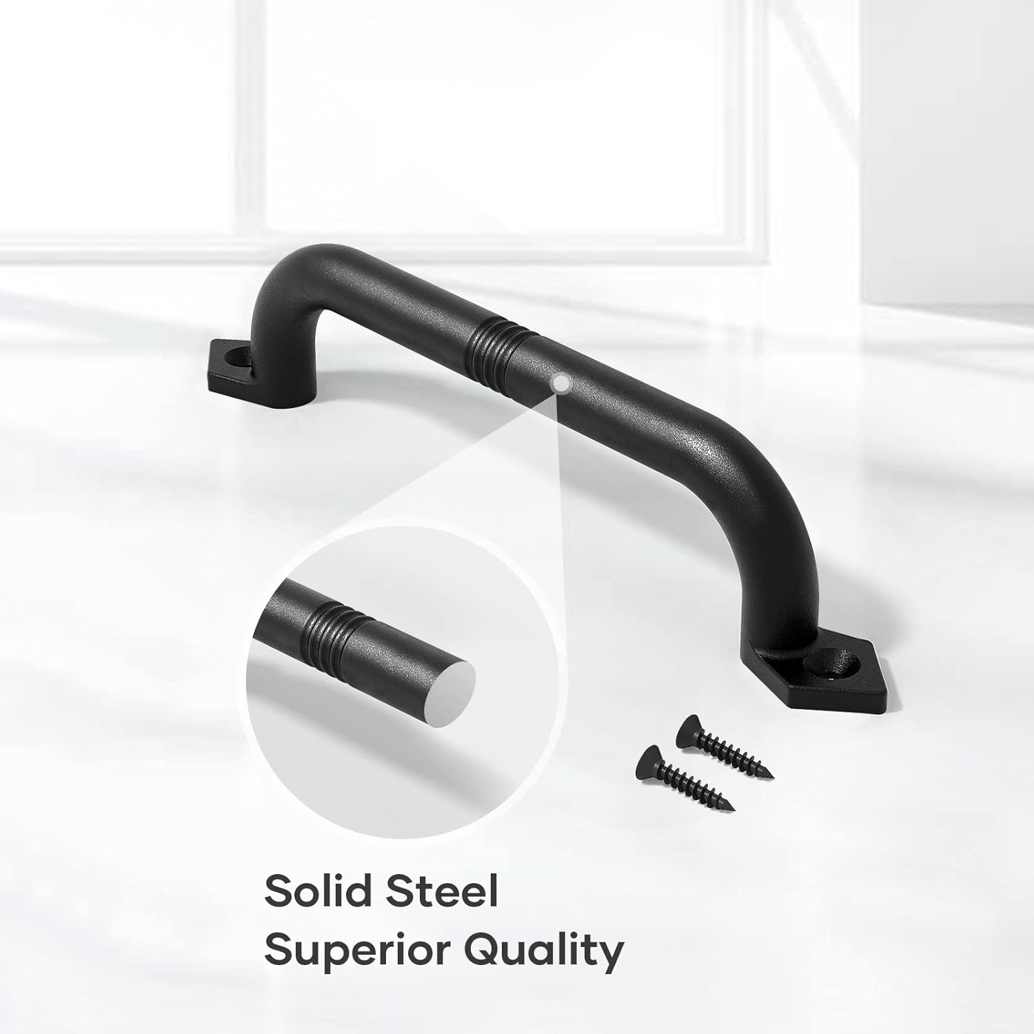Set of 2 Rustic Black Cast Iron 10" Barn Door Pull Handles by EaseLife - Easy Installation Gate Handles