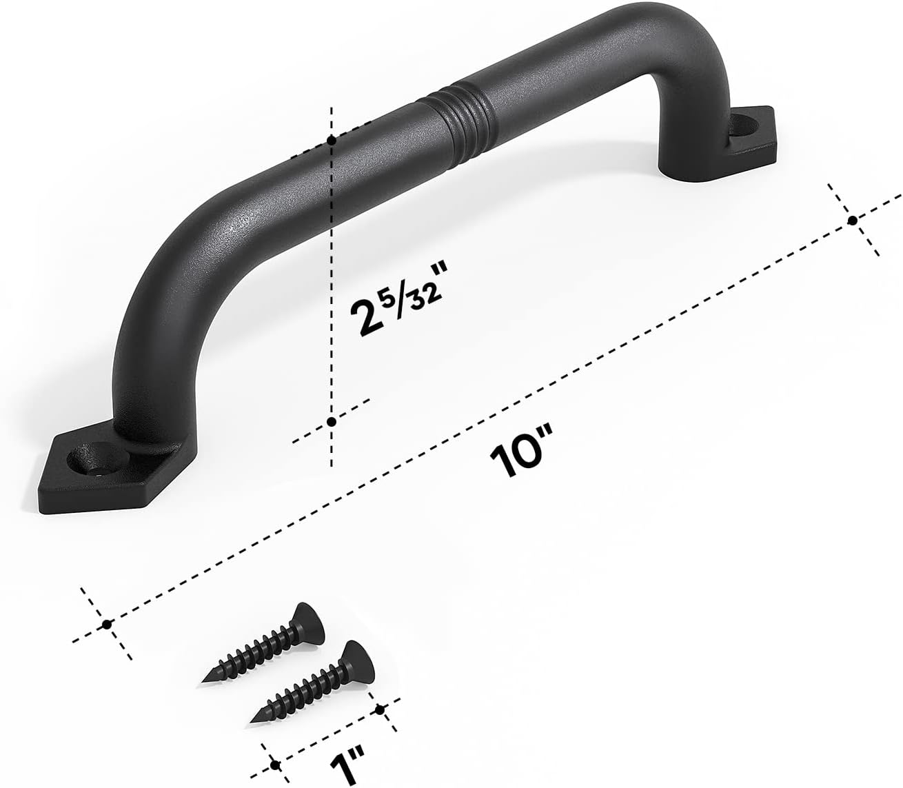 Set of 2 Rustic Black Cast Iron 10" Barn Door Pull Handles by EaseLife - Easy Installation Gate Handles