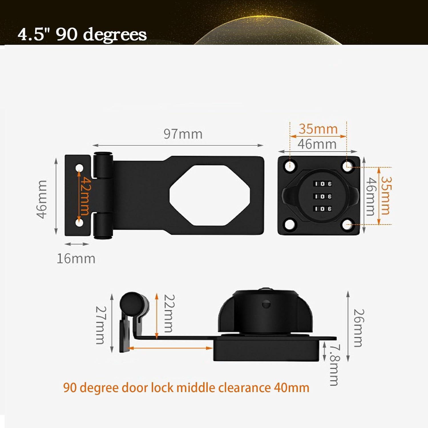 Set of 2 Silver 4.5 inch Combination Door Locks for Small Doors & Cabinets, Keyless Latch with Screws - Ideal for Household Security & Barn Doors