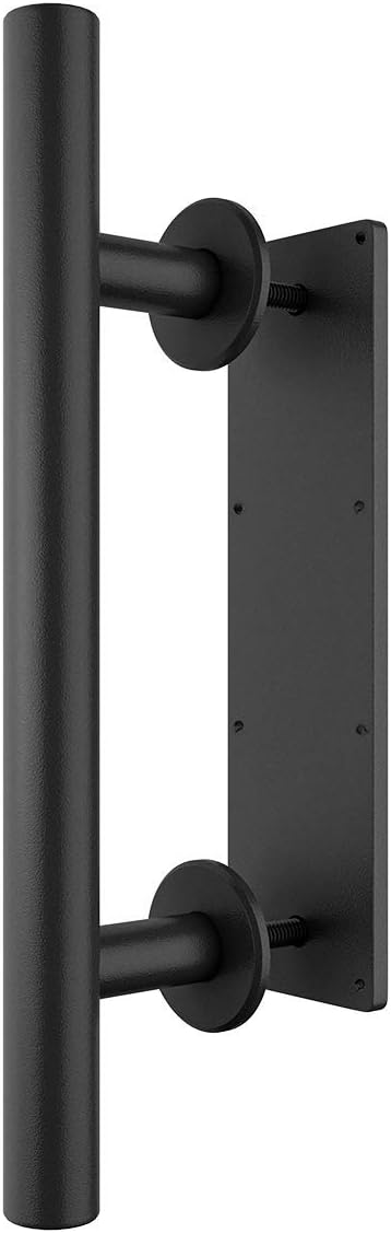 Set of 2 SMARTSTANDARD 12" Black Barn Door Handles - Rustic Two-Side Design for Gates, Garages, Sheds, Furniture - Square Shape