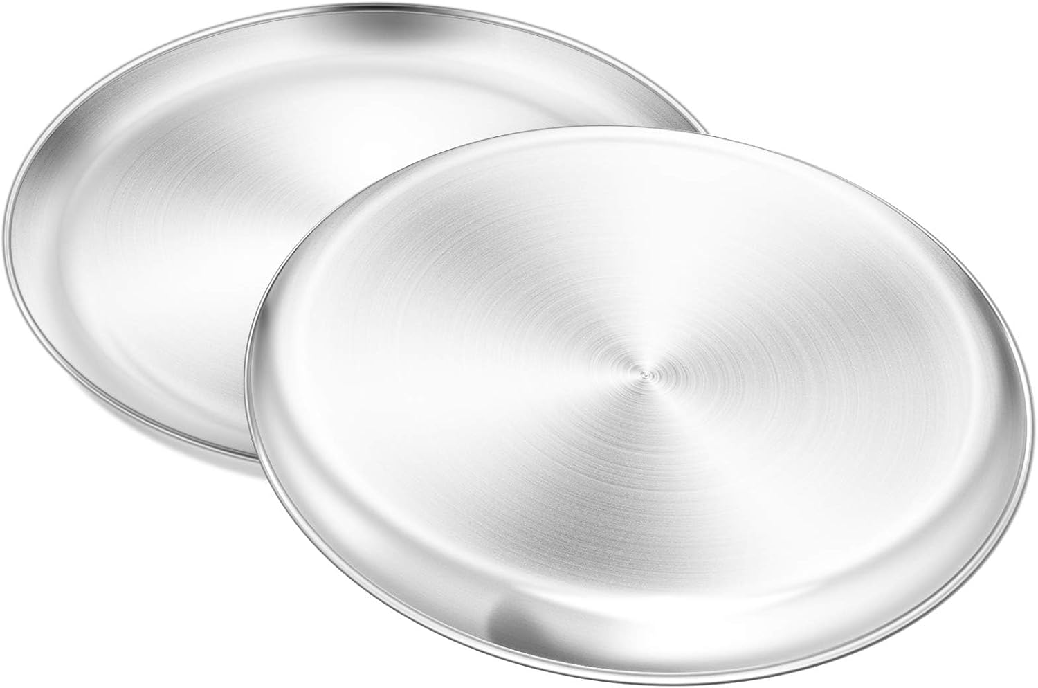 Set of 2 Stainless Steel 13½ inch Pizza Pans for Oven Baking - Round Pizza Tray Dish Plate, Healthy & Heavy Duty, Rust-Free & Dishwasher Safe