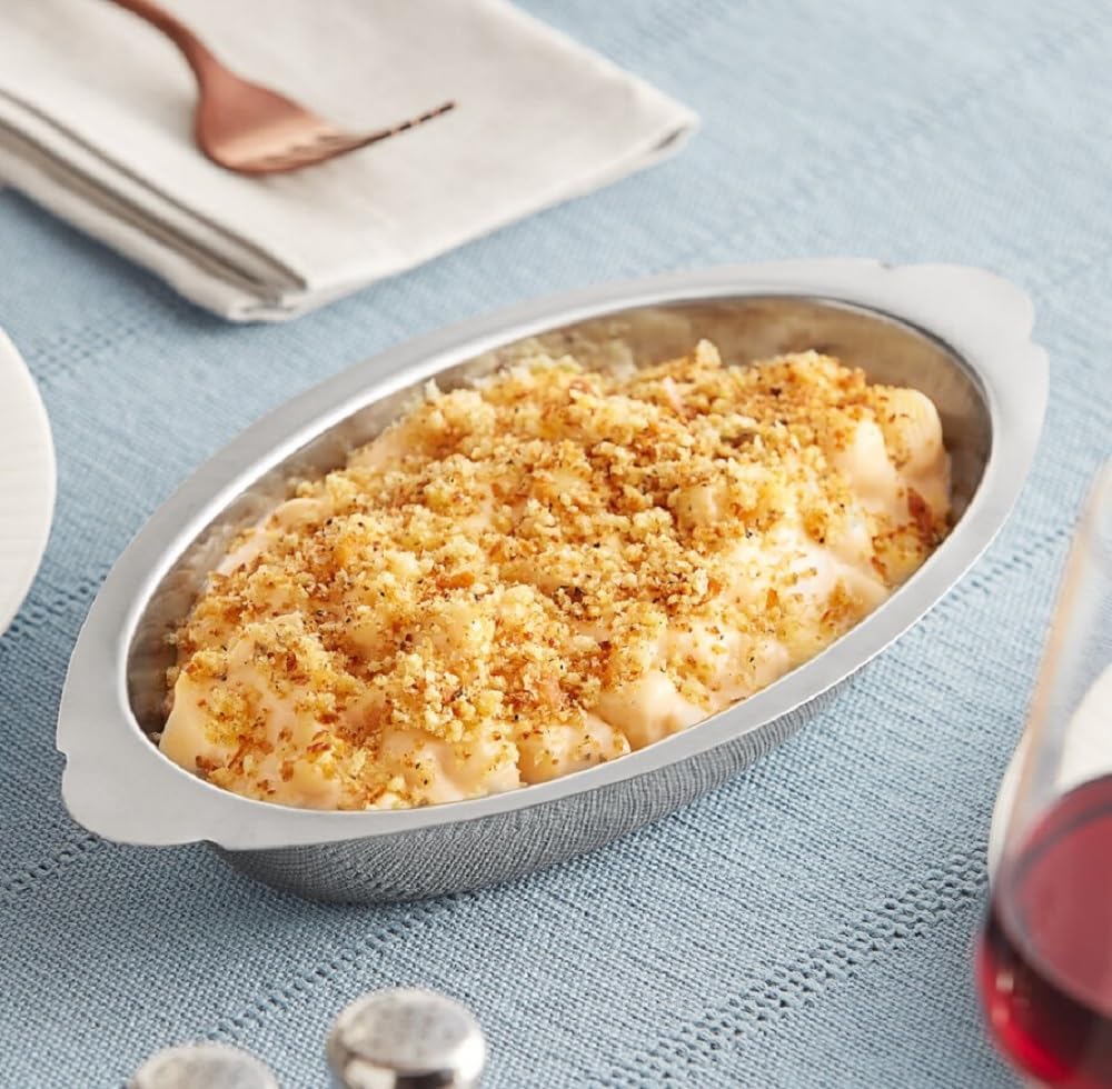 Set of 2 Stainless Steel Oval Au Gratin Dishes - 20 oz - Perfect for Casseroles, Lasagna, and Cobblers - Table Serving Dishes