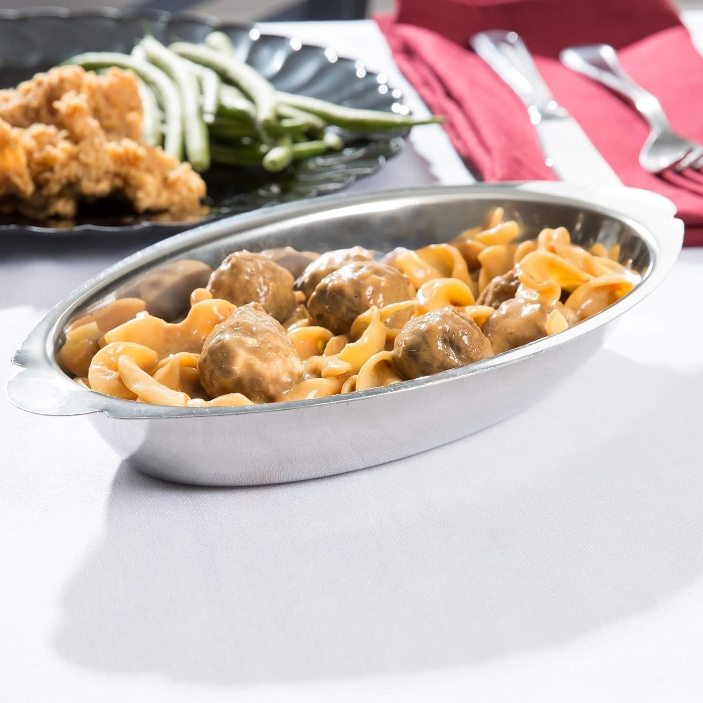 Set of 2 Stainless Steel Oval Au Gratin Dishes - 20 oz - Perfect for Casseroles, Lasagna, and Cobblers - Table Serving Dishes