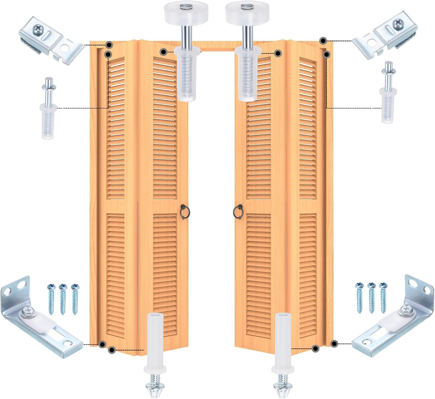 Set of 2 uxcell 1.5 Inch Bifold Closet Door Hardware Repair Springs - Silver Finish