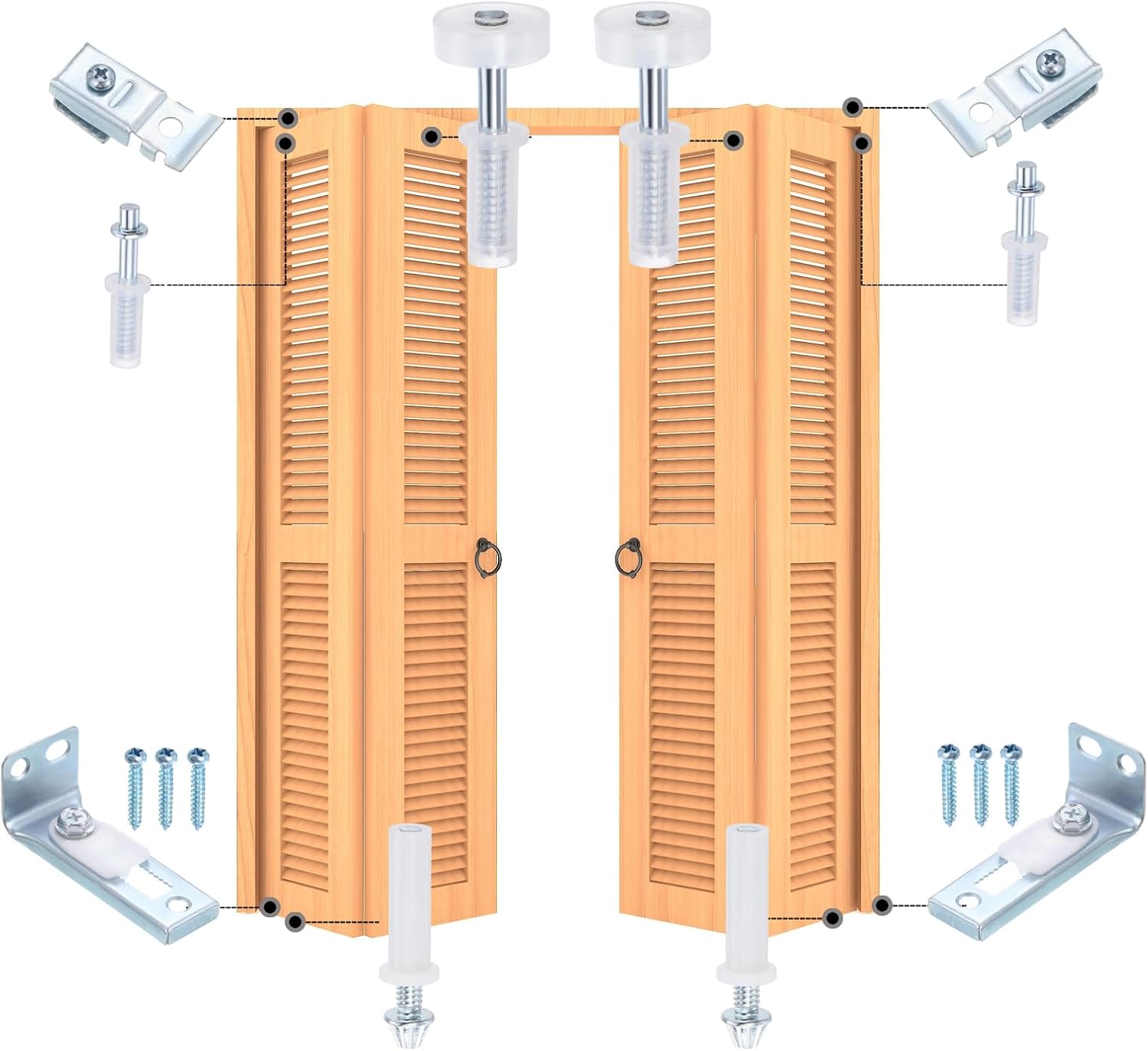 Set of 2 uxcell 1.5 Inch Bifold Closet Door Hardware Repair Springs - Silver Finish