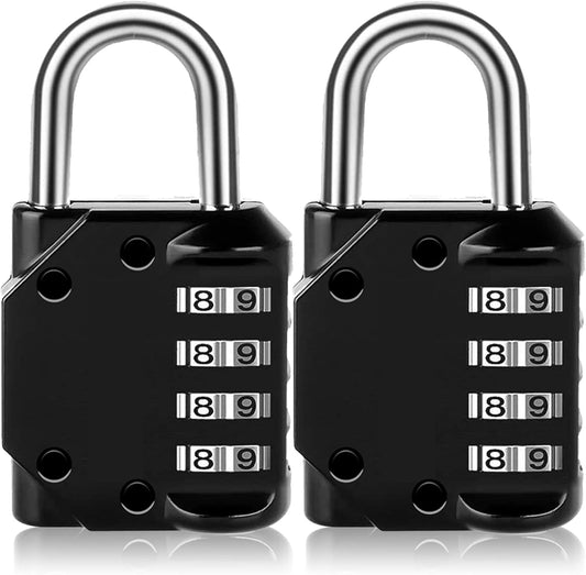 Set of 2 Vervida Resettable Waterproof Combination Locks - 4 Digit Outdoor Combo Padlocks for School Gym, Sports Locker, Toolbox, Gate - Black - WildKart