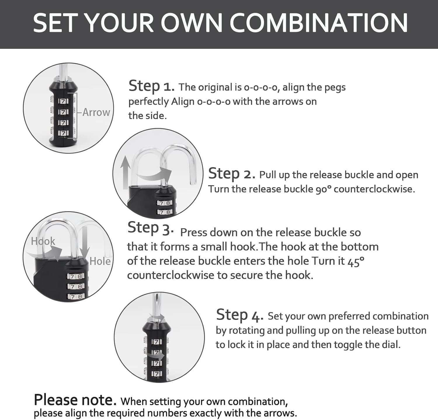 Set of 2 Vervida Resettable Waterproof Combination Locks - 4 Digit Outdoor Combo Padlocks for School Gym, Sports Locker, Toolbox, Gate - Black - WildKart