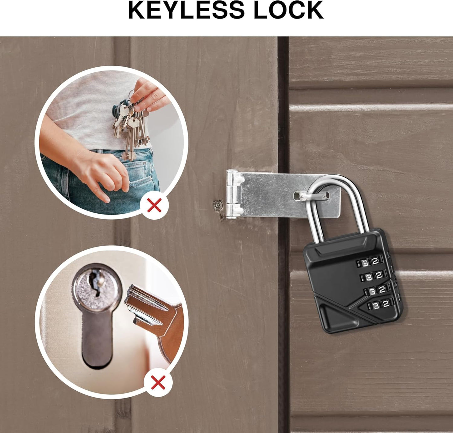 Set of 2 Waterproof 4 Digit Combination Padlocks with Long Shackles - Ideal for Lockers, School Gym, Sports Locker, Gates, Cases, and Storage.
