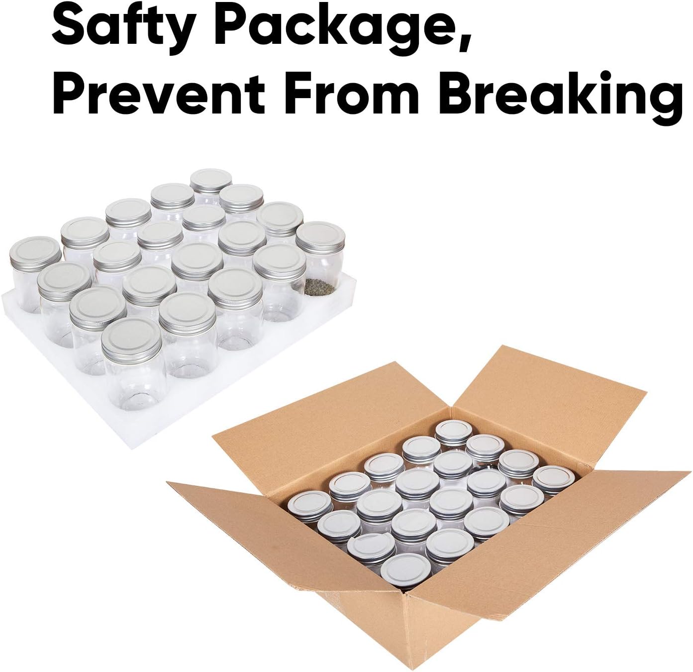 Set of 20 12 oz Wide Mouth Glass Mason Jars with Silver Lids for Pickles, Kitchen Storage, and More