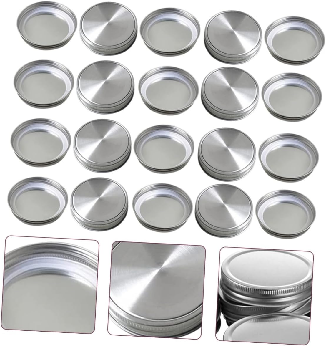 Set of 20 Reusable Small Mouth Mason Jar Drinking Lids for Sealing Cans - Gradeneve