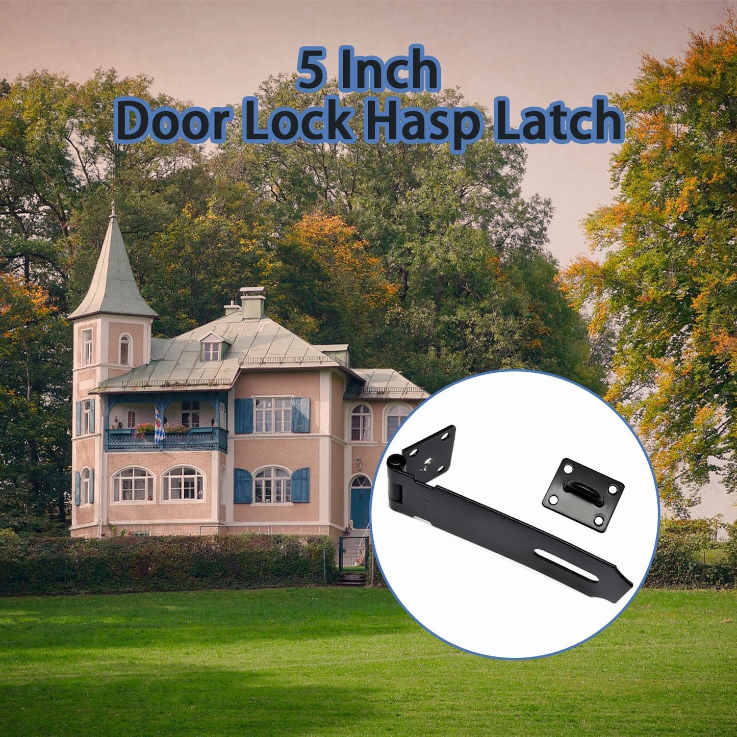 Set of 3 5-Inch Matte Black Stainless Steel Door Lock Hasp Latches with Screws - Heavy Duty Gate Safety Padlock Latch - WildKart