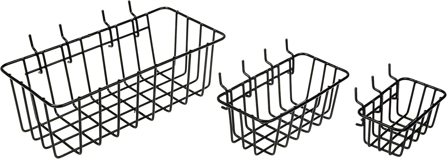 Set of 3 Dorman Hardware 4-9845 Wire Baskets for Pegboard Organization