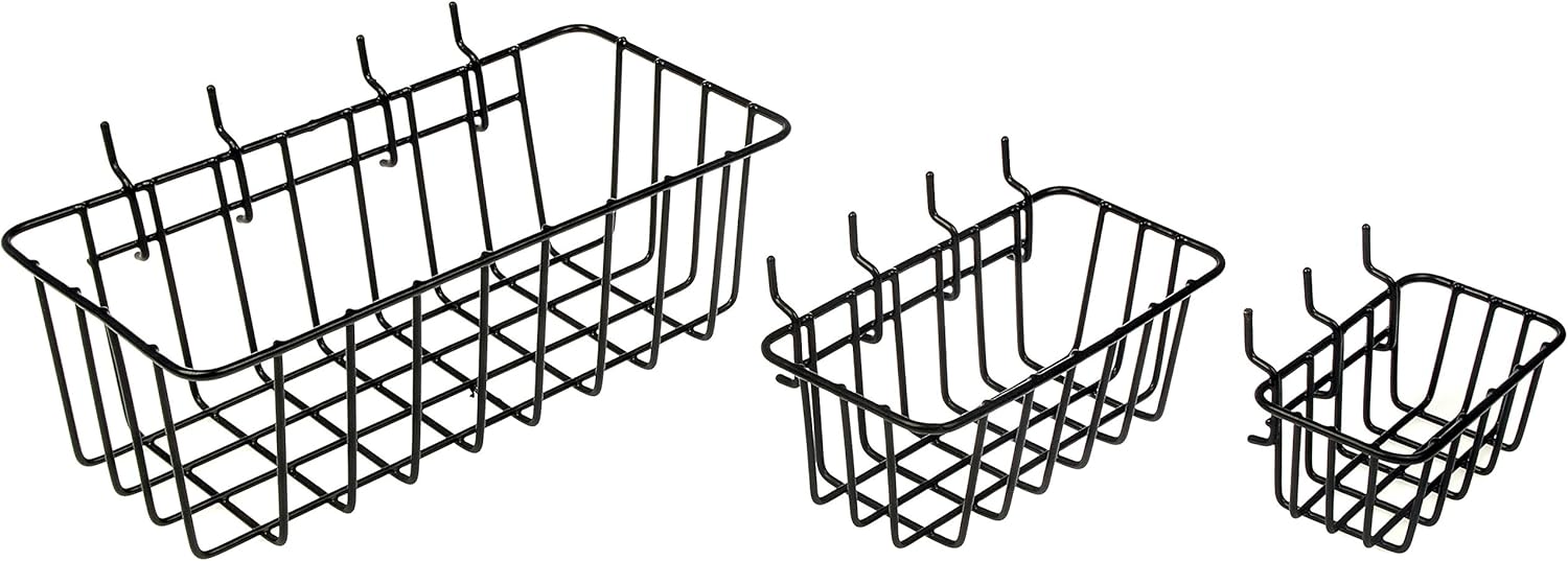 Set of 3 Dorman Hardware 4-9845 Wire Baskets for Pegboard Organization